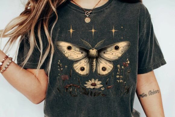 Celestial Moth & Wildflowers: A Dark Academia Graphic