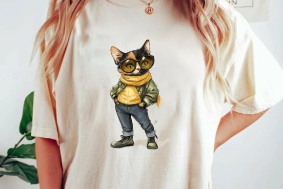 Cool Calico Cat Streetwear Clipart: A Graphic Tee Essential