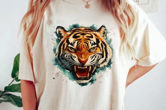 Fierce Roaring Tiger Head Graphic for T-Shirt Design