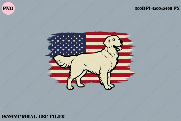 Golden Retriever USA Flag Dog Graphic: A Patriotic Design Asset