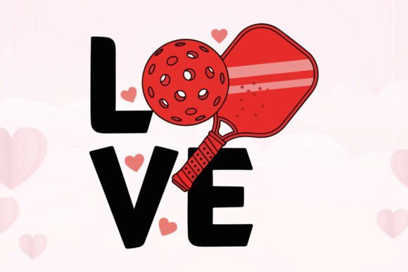 Pickleball Ball and Paddle Love Graphic: A Bold Statement for Designers