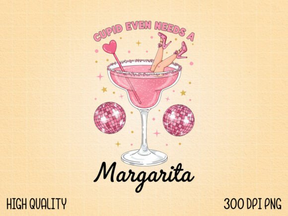 Pink Cocktail Graphic with Disco Balls: Retro Glam Meets Modern Design