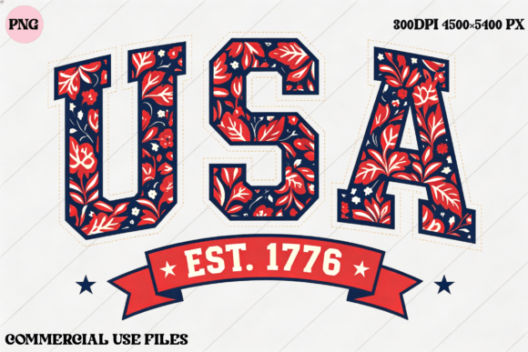 USA Floral Est 1776 Graphic Design: A Modern Classic for Your Projects