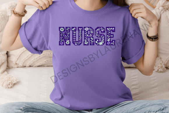 Using the Purple Floral Nurse Patch Style Graphic